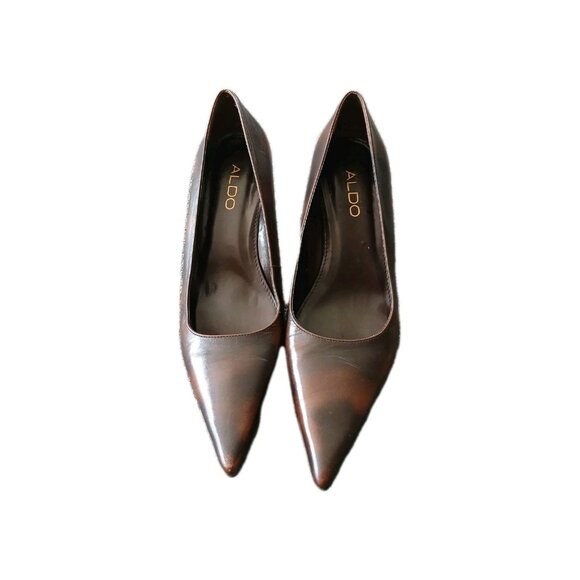 Aldo Womens 6.5 Leather Heels Pointed Toe Stiletto Pumps Classic Minimalist - Picture 1 of 6